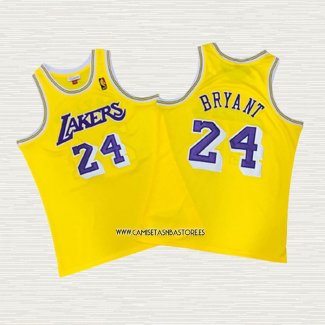 Kobe Bryant NO 24 Camiseta Los Angeles Lakers Amarillo