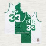 Larry Bird NO 33 Camiseta Boston Celtics Mitchell & Ness Split 1985-86 Blanco Verde