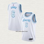 LeBron James NO 6 Camiseta Los Angeles Lakers Ciudad 2021-22 Blanco