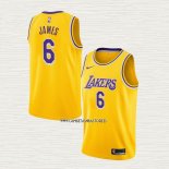 LeBron James NO 6 Camiseta Los Angeles Lakers Icon 2021-22 Amarillo