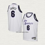 LeBron James NO 6 Camiseta Nino Los Angeles Lakers Ciudad 2022-23 Blanco
