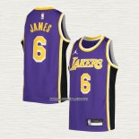 LeBron James NO 6 Camiseta Nino Los Angeles Lakers Statement Violeta