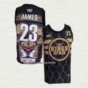 Lebron James NO 23 Camiseta Los Angeles Lakers Lion Negro