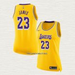 Lebron James NO 23 Camiseta Mujer Los Angeles Lakers Amarillo