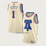 Mike Scott NO 1 Camiseta Philadelphia 76ers Earned 2020-21 Crema