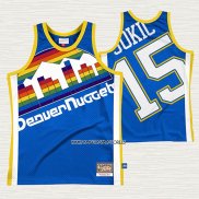 Nikola Jokic NO 15 Camiseta Denver Nuggets Mitchell & Ness Big Face Azul