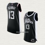 Paul George NO 13 Camiseta Los Angeles Clippers Ciudad Autentico 2020-21 Negro