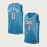 Russell Westbrook NO 0 Camiseta Oklahoma City Thunder Ciudad 2018-19 Azul