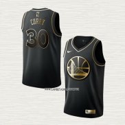 Stephen Curry NO 30 Camiseta Golden State Warriors Golden Edition Negro