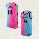 Tyler Herro NO 14 Camiseta Miami Heat Ciudad Autentico 2020-21 Azul Rosa