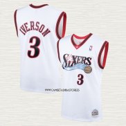 Allen Iverson NO 3 Camiseta Philadelphia 76ers Mitchell & Ness 2000 Blanco