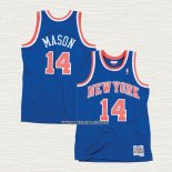 Anthony Mason NO 14 Camiseta New York Knicks Hardwood Classics Throwback Azul