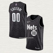 Camiseta Brooklyn Nets Personalizada Earned 2020-21 Negro