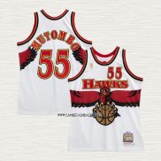 Dikembe Mutombo NO 55 Camiseta Atlanta Hawks Hardwood Classics Throwback Blanco