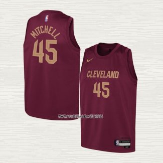 Donovan Mitchell NO 45 Camiseta Nino Cleveland Cavaliers Icon 2022-23 Rojo