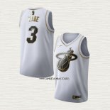 Dwyane Wade NO 3 Camiseta Miami Heat Golden Edition Blanco