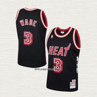 Dwyane Wade NO 3 Camiseta Miami Heat Retro MVP 2006 Finals Negro