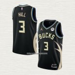 George Hill NO 3 Camiseta Milwaukee Bucks Statement 2022-23 Negro