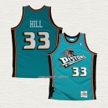 Grant Hill NO 33 Camiseta Detroit Pistons Hardwood Classics Throwback Verde