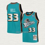 Grant Hill NO 33 Camiseta Nino Detroit Pistons Hardwood Classics Mitchell & Ness 1998-99 Verde