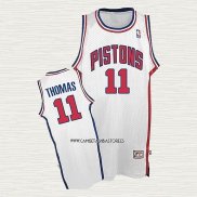 Isiah Thomas NO 11 Camiseta Detroit Pistons Retro Blanco