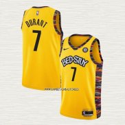 Kevin Durant NO 7 Camiseta Brooklyn Nets Ciudad 2020-21 Amarillo