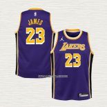 LeBron James NO 23 Camiseta Nino Los Angeles Lakers Statement Violeta