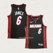 LeBron James NO 6 Camiseta Miami Heat Icon Negro