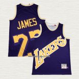 Lebron James NO 23 Camiseta Los Angeles Lakers Mitchell & Ness Big Face Violeta