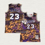 Lebron James NO 23 Camiseta Los Angeles Lakers Mitchell & Ness Lunar New Year Violeta