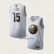 Nikola Jokic NO 15 Camiseta Denver Nuggets Golden Edition Blanco