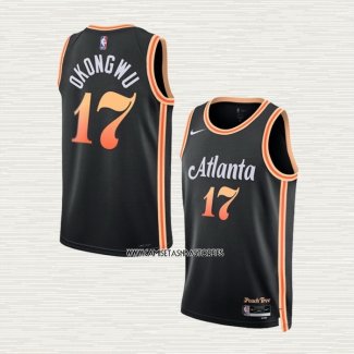 Onyeka Okongwu NO 17 Camiseta Atlanta Hawks Ciudad 2022-23 Negro