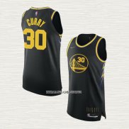 Stephen Curry NO 30 Camiseta Golden State Warriors Ciudad Autentico 2021-22 Negro