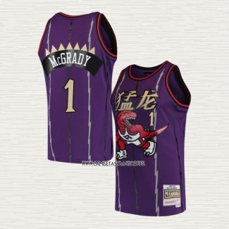 Tracy Mcgrady NO 1 Camiseta Toronto Raptors Mitchell & Ness 1998-99 Violeta