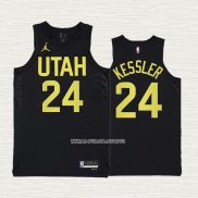 Walker Kessler NO 24 Camiseta Utah Jazz Statement 2022-23 Negro