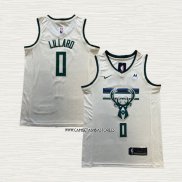 Damian Lillard NO 0 Camiseta Milwaukee Bucks Ciudad 2018-19 Crema