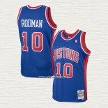 Dennis Rodman NO 10 Camiseta Detroit Pistons Mitchell & Ness 1988-89 Azul