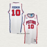 Dennis Rodman NO 10 Camiseta Detroit Pistons Retro Blanco