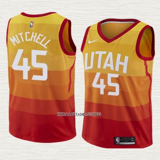 Donovan Mitchell NO 45 Camiseta Nino Utah Jazz Ciudad 2017-18 Naranja