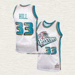 Grant Hill NO 33 Camiseta Detroit Pistons Mitchell & Ness 1998-99 Blanco