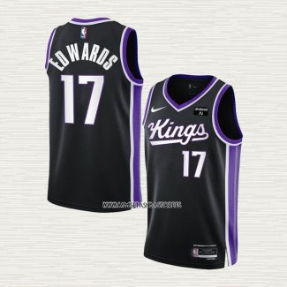 Kessler Edwards NO 17 Camiseta Sacramento Kings Icon 2023-24 Negro