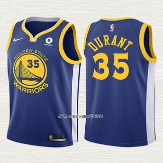 Kevin Durant NO 35 Camiseta Nino Golden State Warriors 2017-18 Azul