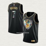 Kevin Durant NO 7 Camiseta Brooklyn Nets Golden Edition 2021-22 Negro