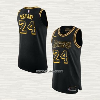 Kobe Bryant NO 24 Camiseta Los Angeles Lakers Black Mamba Autentico Negro