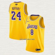 Kobe Bryant NO 8 24 Camiseta Los Angeles Lakers Amarillo