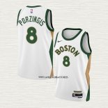 Kristaps Porzingis NO 8 Camiseta Boston Celtics Ciudad 2023-24 Blanco