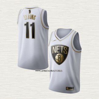 Kyrie Irving NO 11 Camiseta Brooklyn Nets Golden Edition Blanco