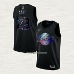 LeBron James NO 23 Camiseta Los Angeles Lakers Iridescent Logo Negro