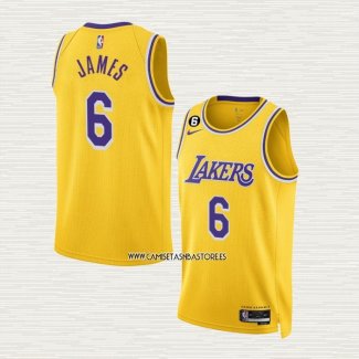 LeBron James NO 6 Camiseta Los Angeles Lakers Icon 2022-23 Amarillo