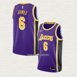 LeBron James NO 6 Camiseta Los Angeles Lakers Statement 2021-22 Violeta